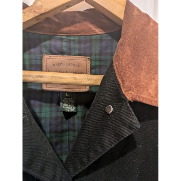 Ralph Lauren L Hunting Jacket Black RRL Utility Polo Leather Chore Western - Picture 11 of 11